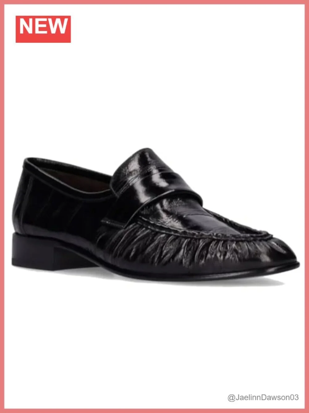 Women's Ruched Penny Loafers Slip On Flats Patent Crinkled-Leather Work Shoes